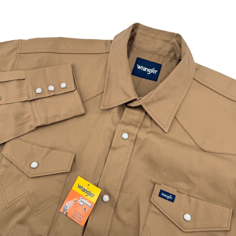 Wrangler Cowboy‎ Cut Firm Finish Twill Western Snap Work Shirt Men 2XT Rawhide